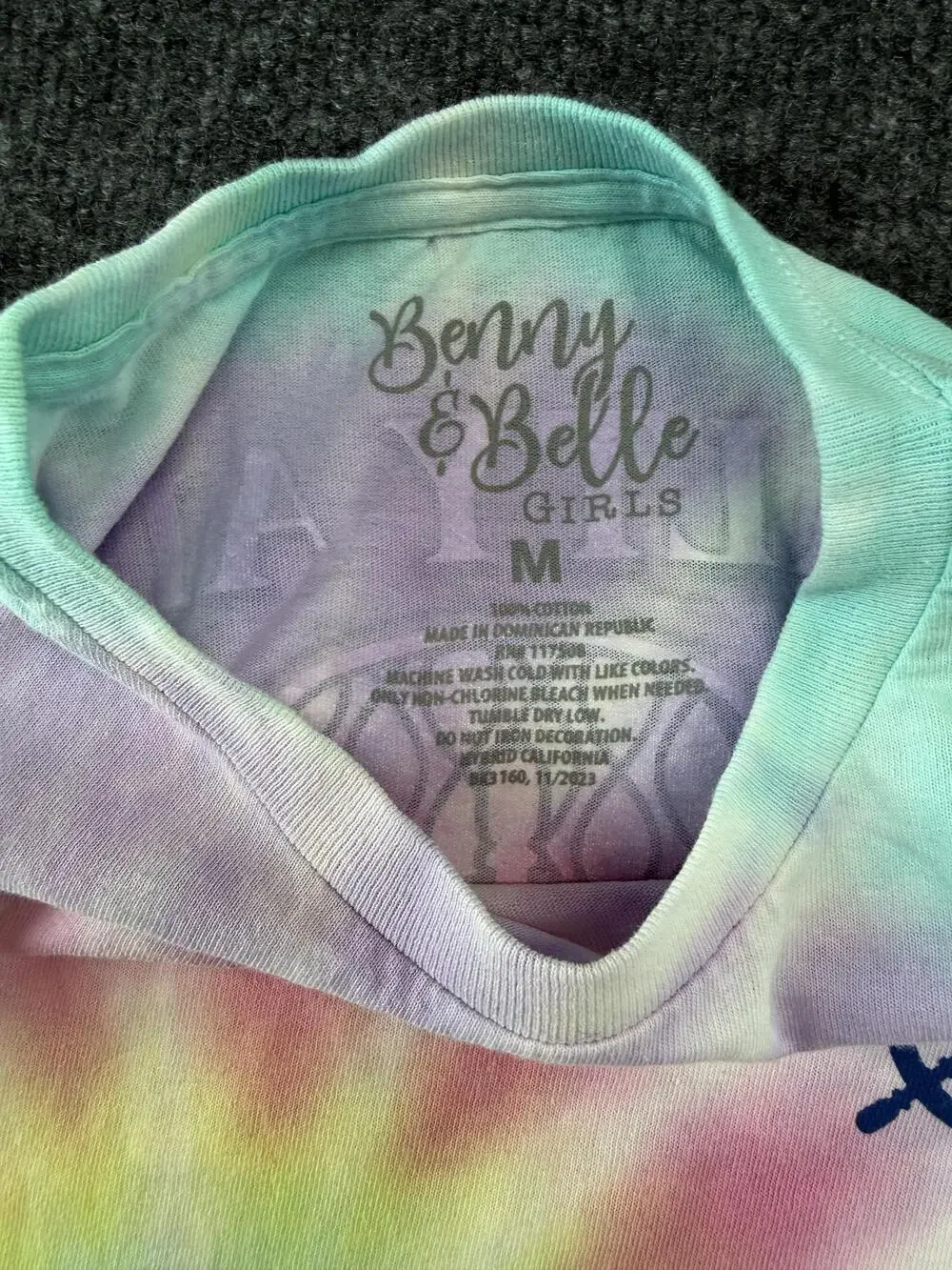 Benny & Belle Shirt Girls M Multicolor Tie Dye Salty Air Not A Care Nautical